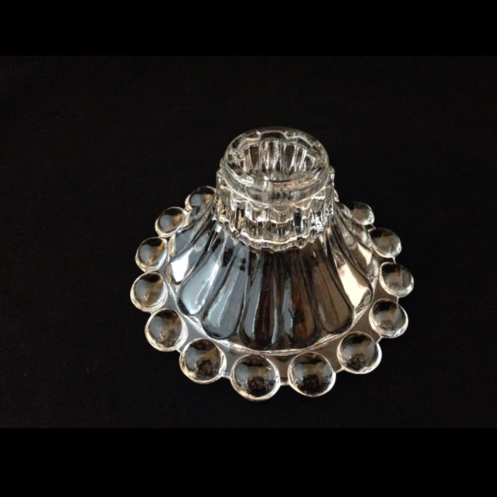 Set (2) Anchor Hocking Glass Berwick (Boopie) Crystal Clear Candlestick Holders